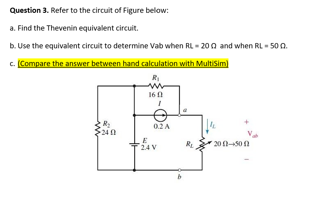 Solved Question 3. Refer To The Circuit Of Figure Below: A. | Chegg.com