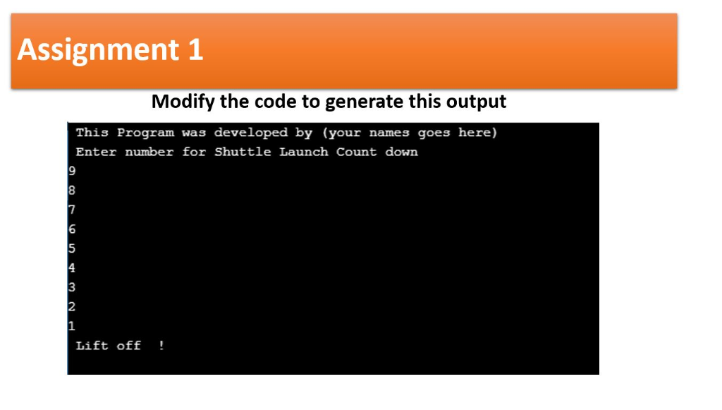 Solved Assignment 1 Modify the code to generate this output | Chegg.com