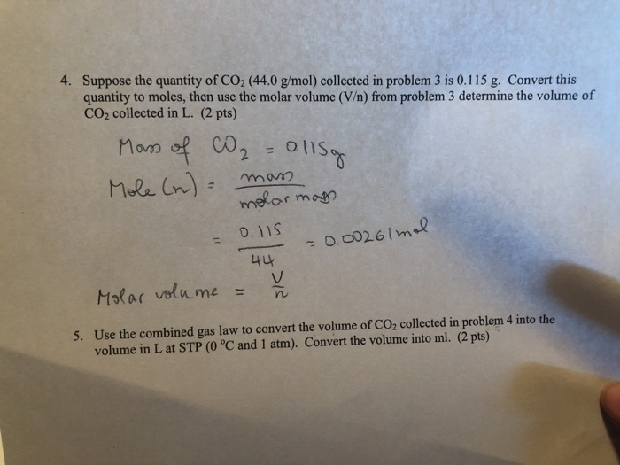 Solved 5 Use The Combined Gas Law To Convert The Volume Chegg Com