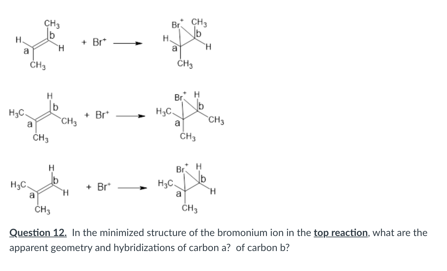 Solved Br* CH3 CH3 b H H + Brt a Ή a CH3 CH3 H b H3C a CH3 | Chegg.com