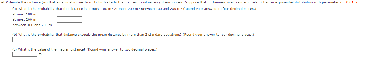 Solved (a) What is the probability that the distance is at | Chegg.com