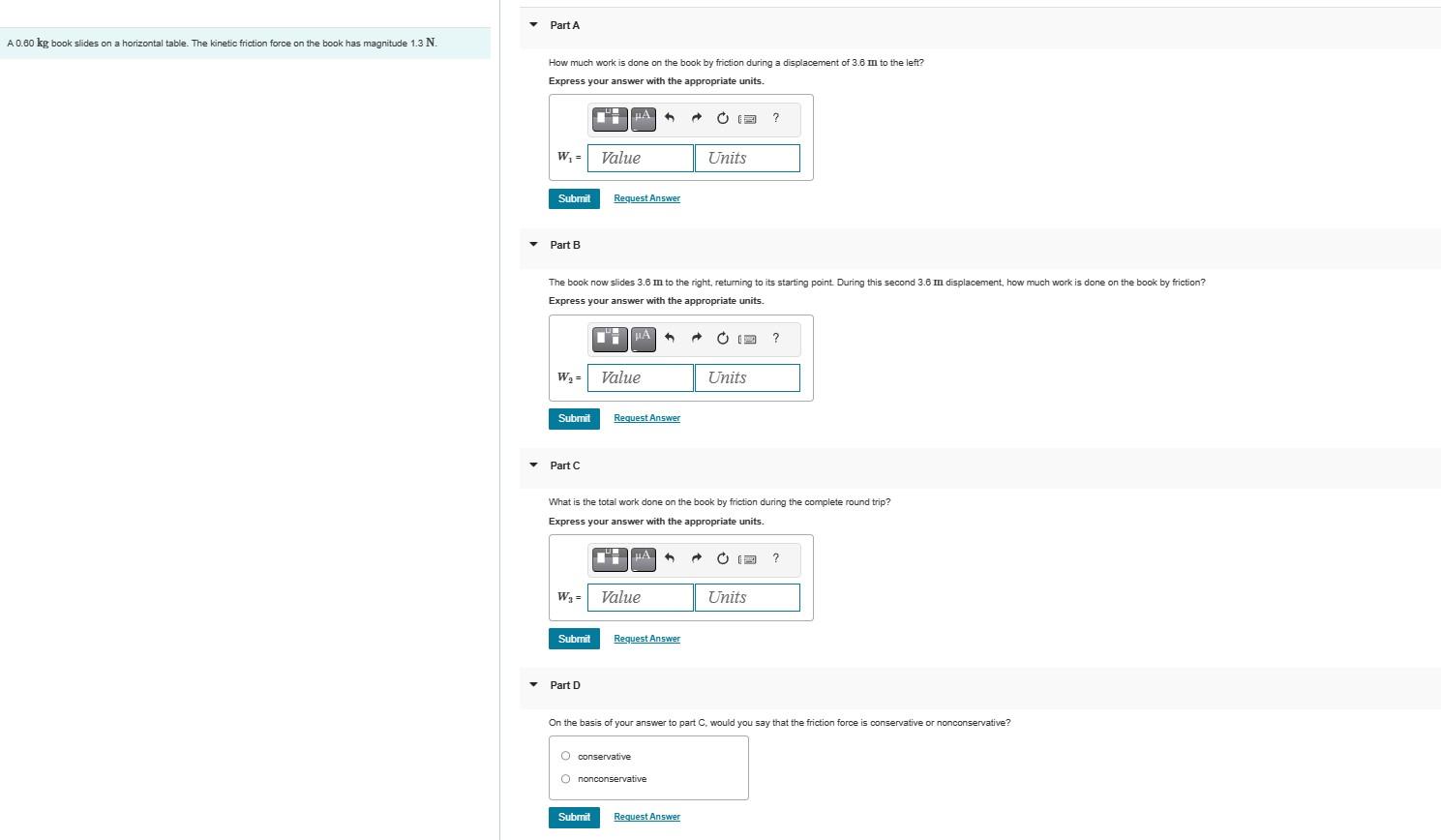 Solved A 0.60 kg book slides on a horizontal table. The | Chegg.com