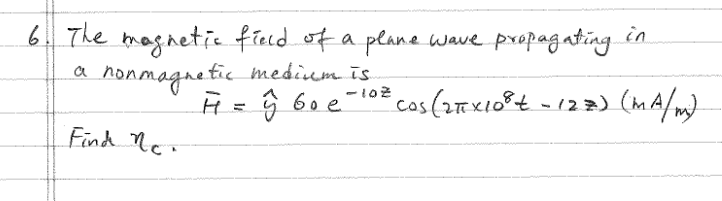 Solved 6. The magnetic field of a plane wave propagating in | Chegg.com