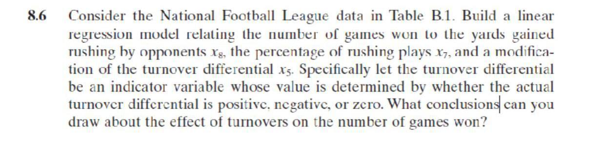 6 Consider The National Football League Data In Table | Chegg.com