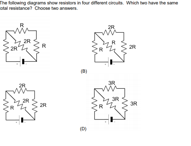 Solved The Following Diagrams Show Resistors In Four | Chegg.com