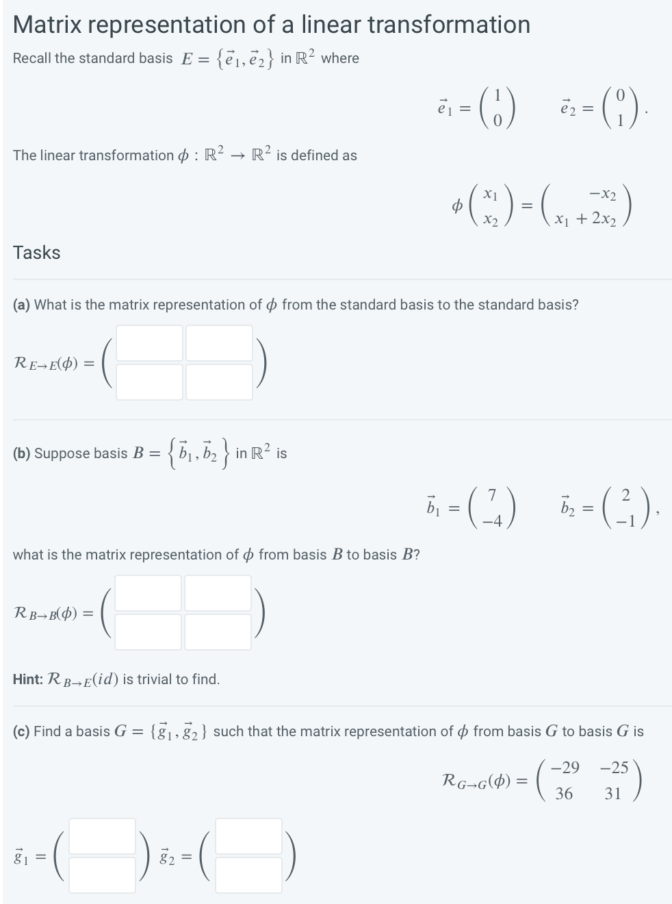Solved Matrix representation of a linear
