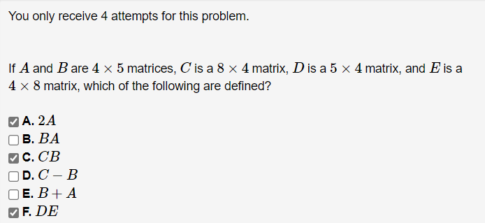 Solved You only receive 4 attempts for this problem. If A | Chegg.com