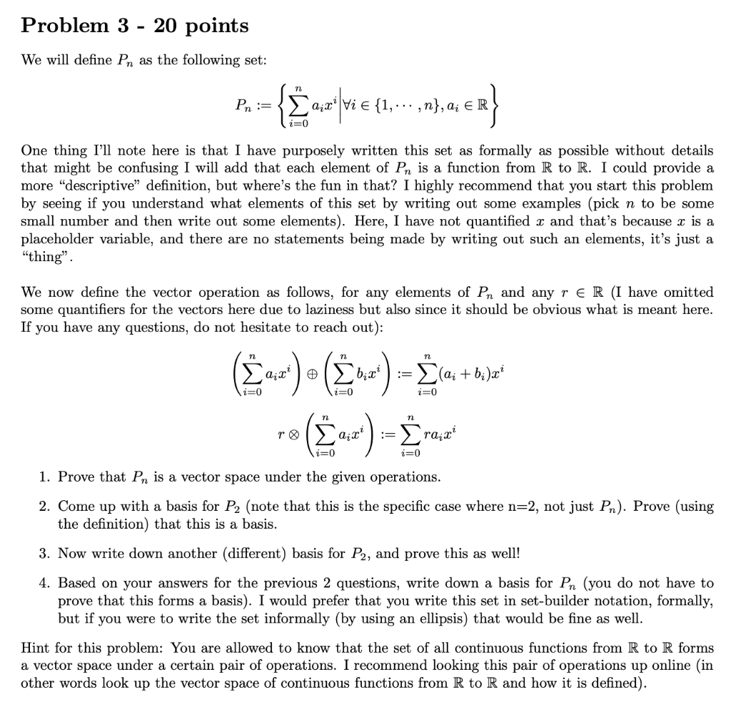 Solved Problem 3−20 points We will define Pn as the | Chegg.com