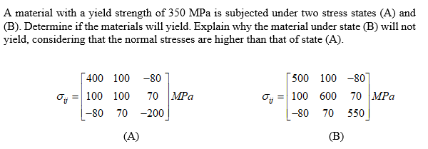 Solved A material with a yield strength of 350MPa is | Chegg.com