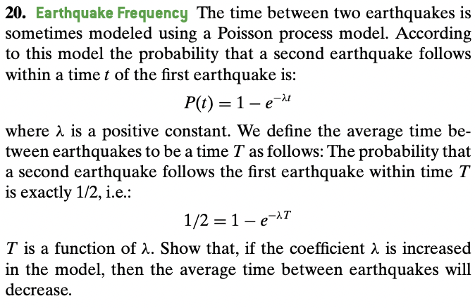 Solved Earthquake Frequency The time between two earthquakes | Chegg.com