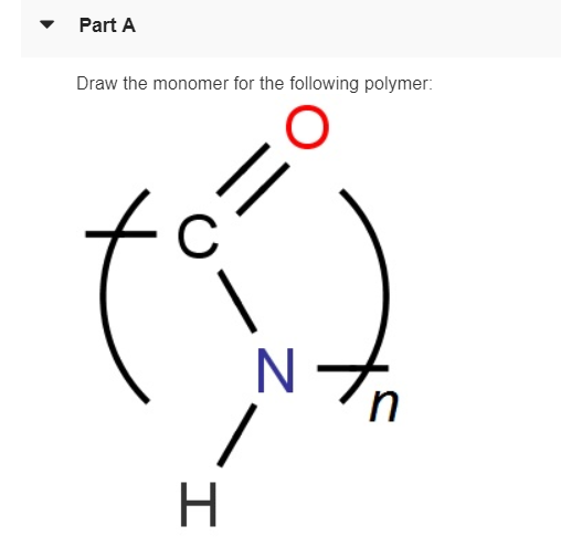 Solved Part A Draw the monomer for the following polymer