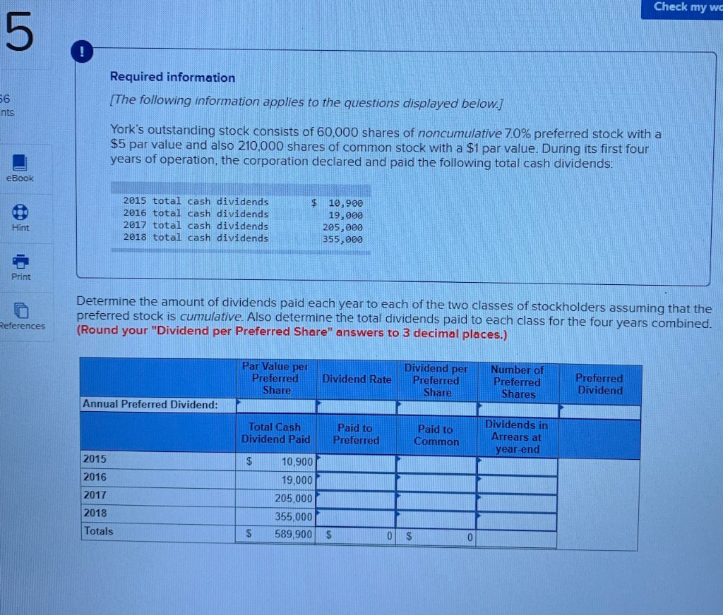 Solved Determine the amount of dividends paid each year to