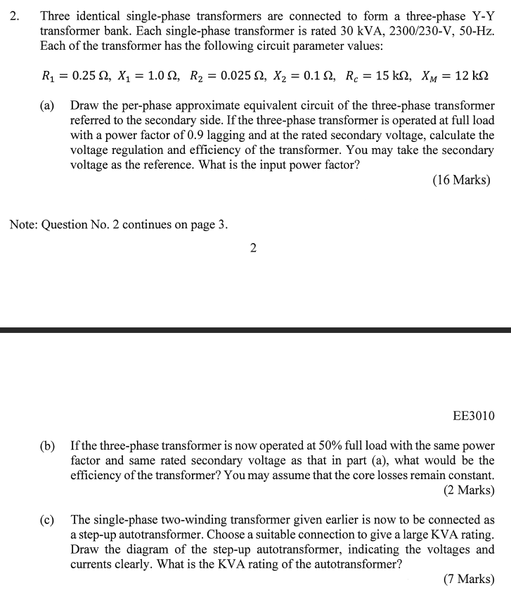 Solved 2. Three Identical Single-phase Transformers Are | Chegg.com