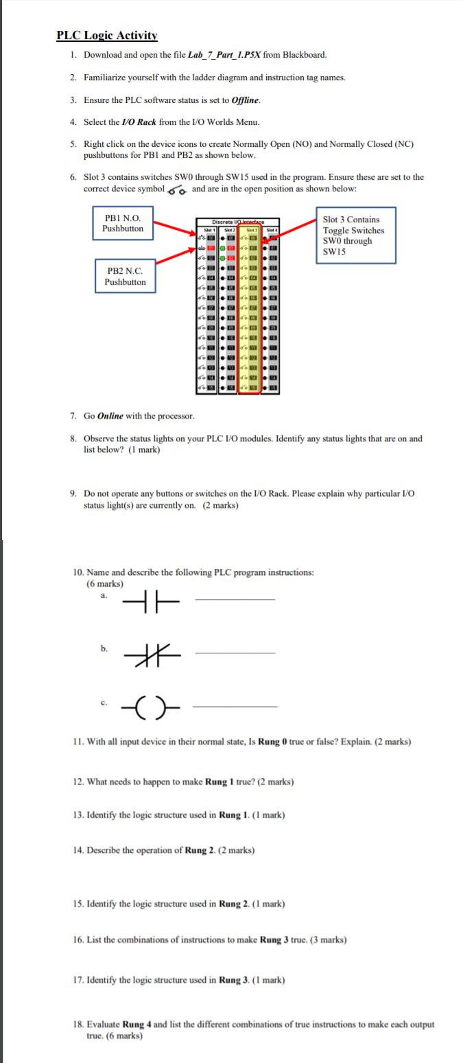Solved PLC Logic Activity 1. Download and open the file | Chegg.com