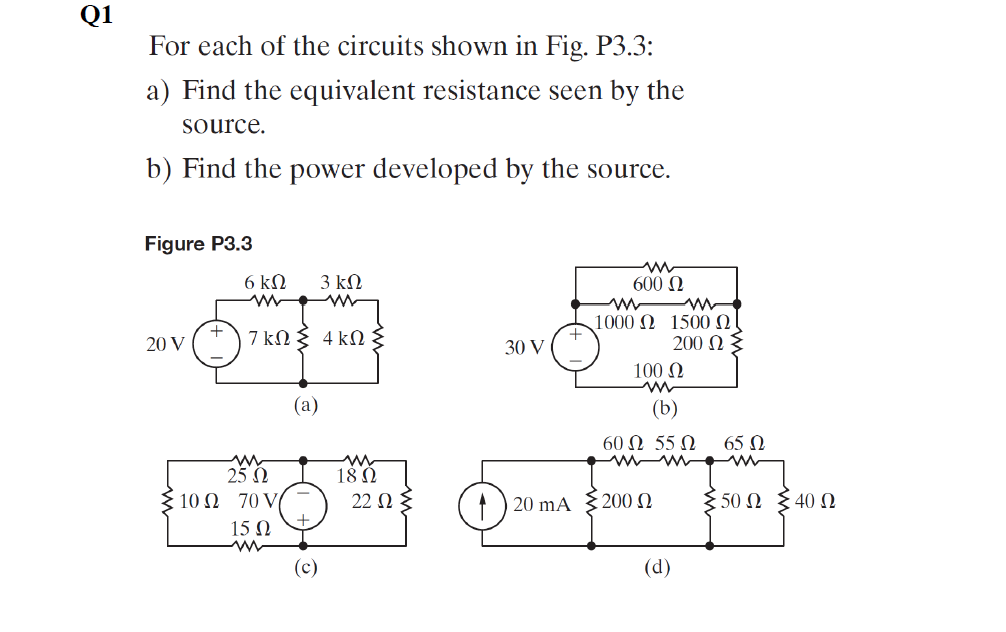 Solved For each of the circuits shown in Fig. P3.3: a) Find | Chegg.com