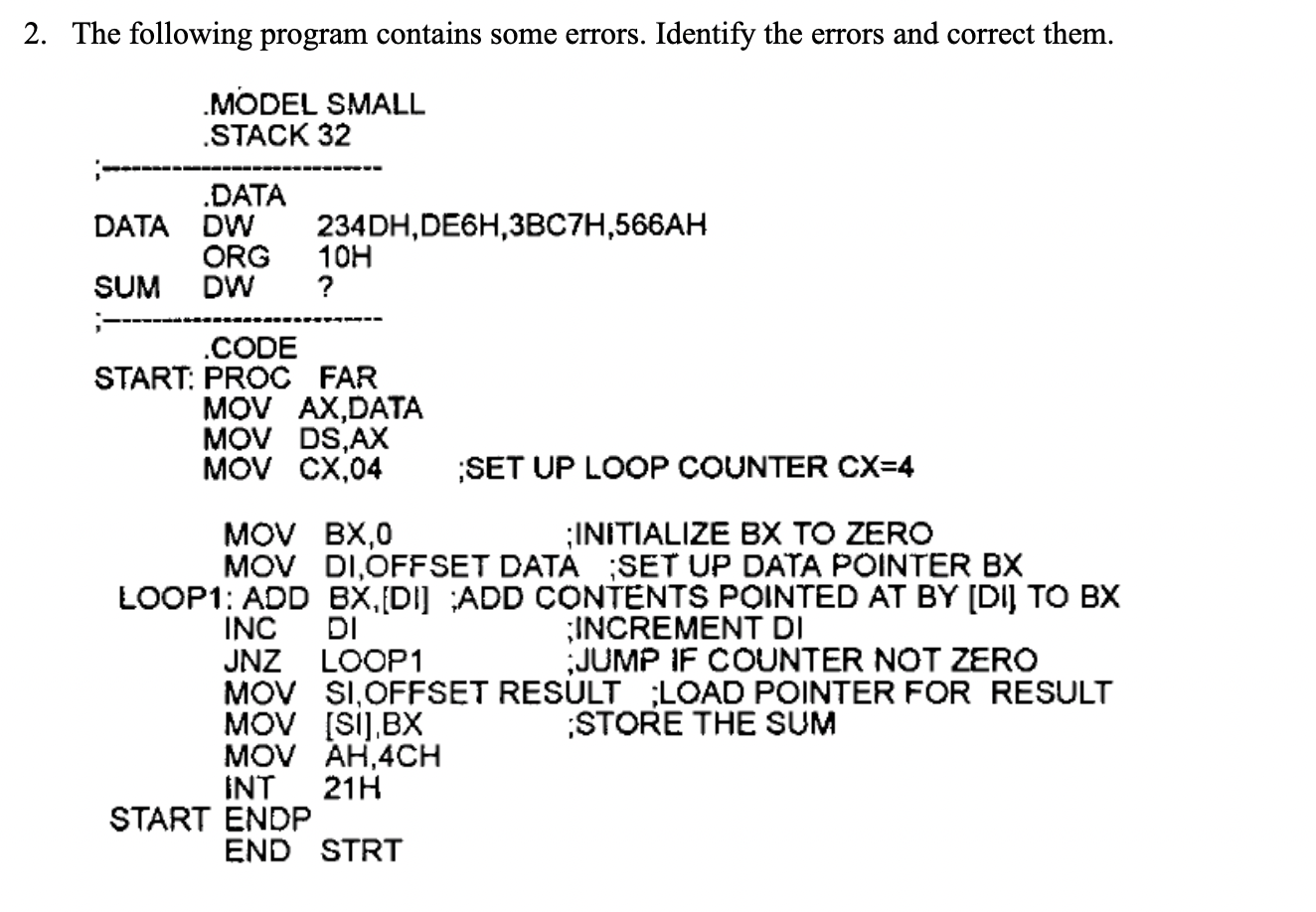 Solved The Following Program Contains Some Errors. Identify | Chegg.com