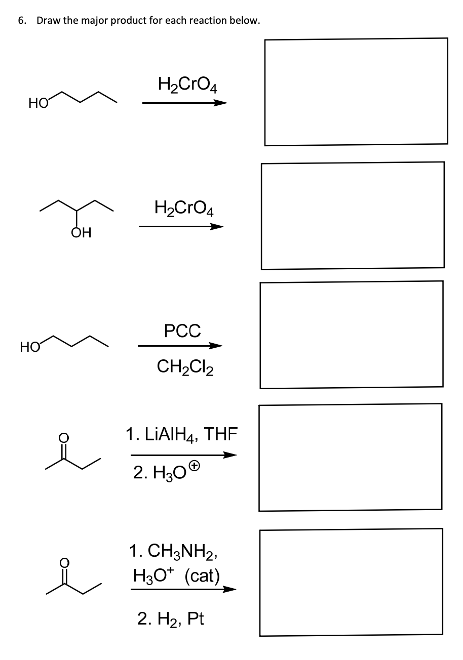 Solved 6. Draw The Major Product For Each Reaction Below. | Chegg.com