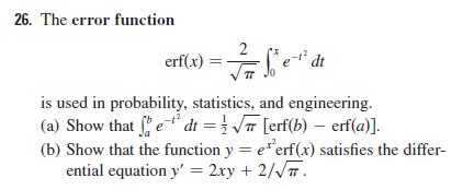 Solved 26. The Error Function Erf(x) Di Is Used In | Chegg.com