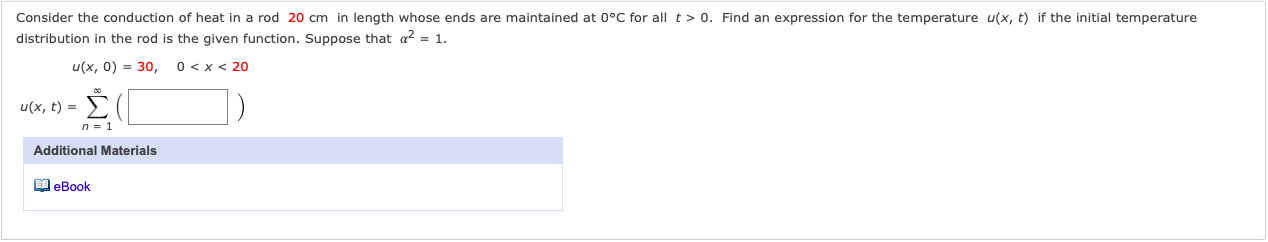 Solved Consider the conduction of heat in a rod 20 cm in | Chegg.com