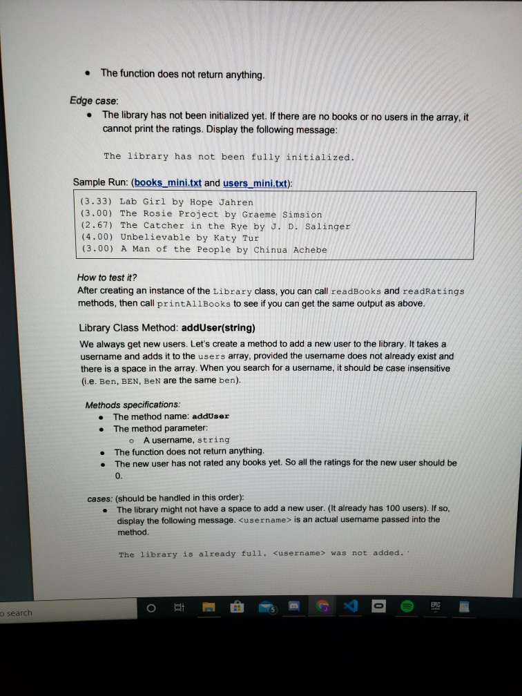Task 3(80pt): Library Class Create a Library class, | Chegg.com