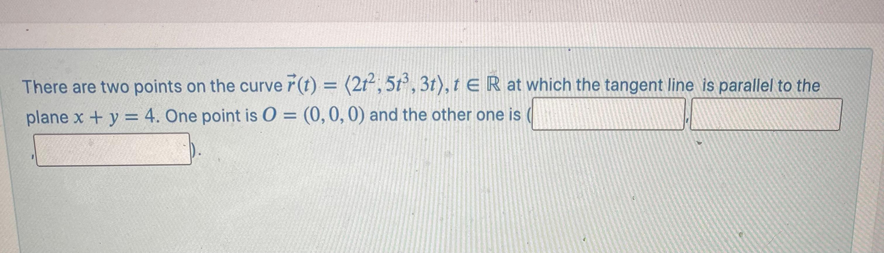 Solved There are two points on the curve r(t) = (2+2, 5t, | Chegg.com