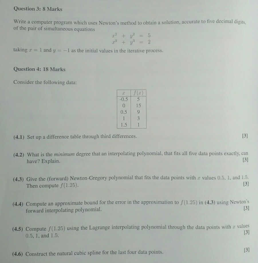 Solved Question 3: 8 Marks Write a computer program which | Chegg.com