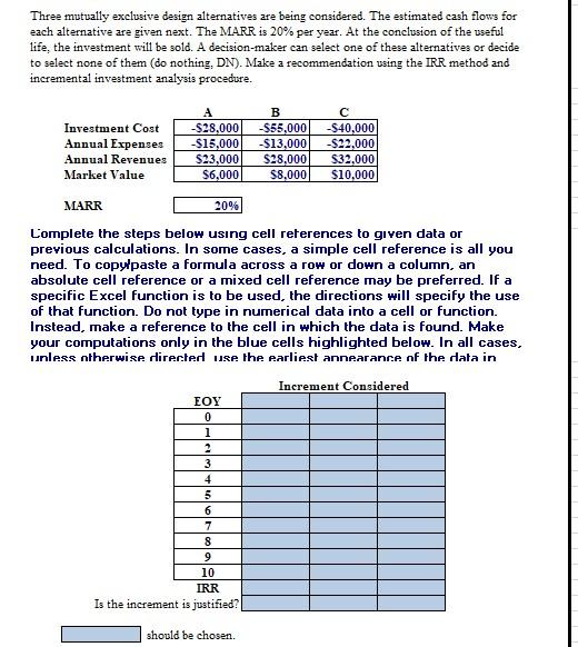 Solved Three Mutually Exclusive Design Alternatives Are Chegg