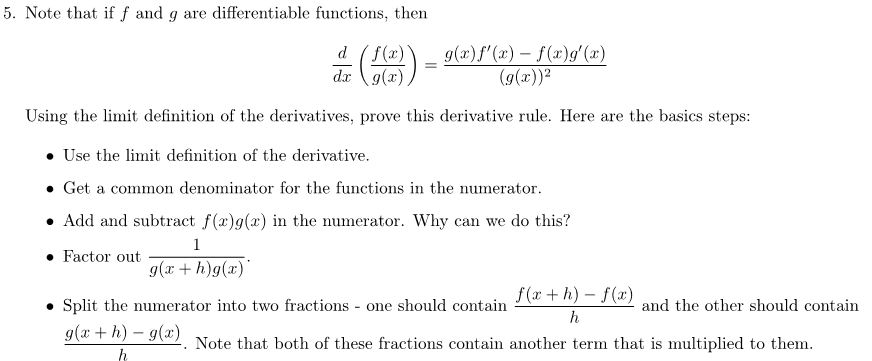 Solved 5 Note That If F And G Are Differentiable Functio Chegg Com