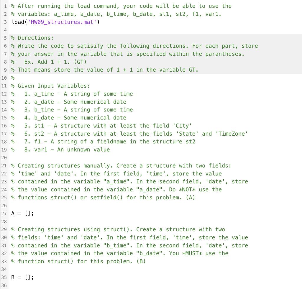 Solved 1 % After running the load command, your code will be | Chegg.com