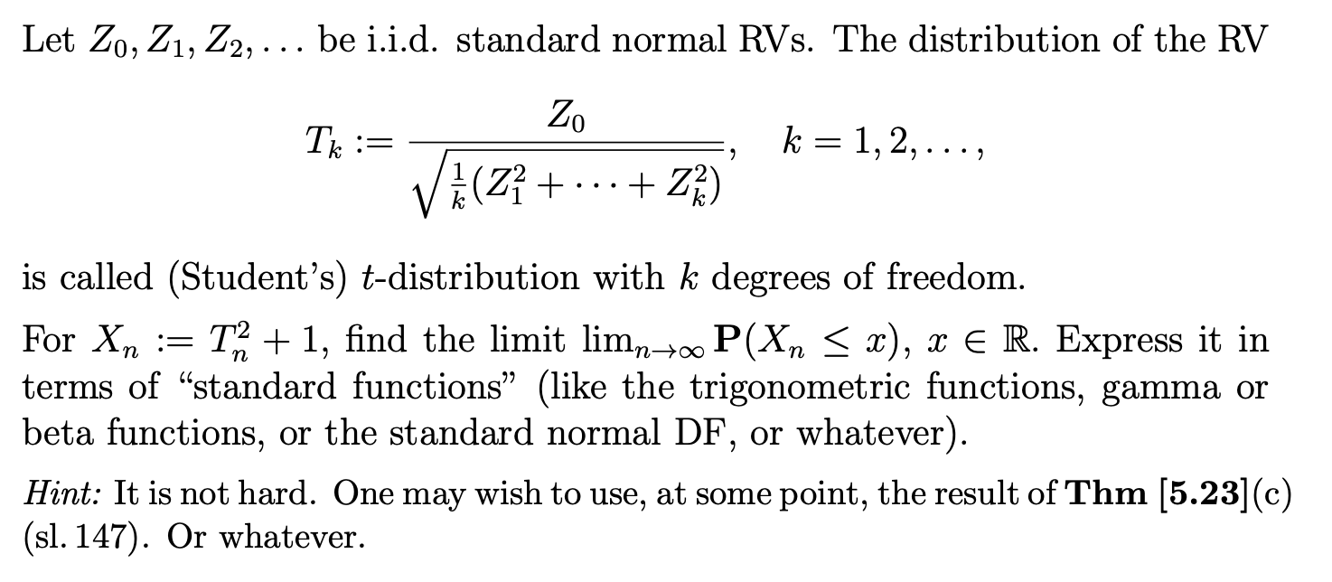 Solved Let Z0,Z1,Z2,… Be I.i.d. Standard Normal RVs. The | Chegg.com