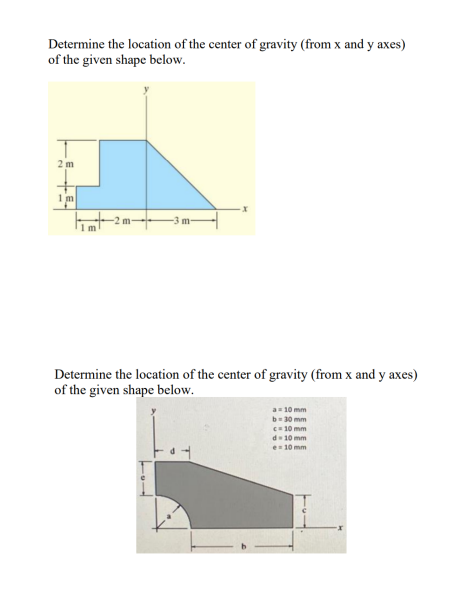 Solved Determine the location of the center of gravity (from | Chegg.com