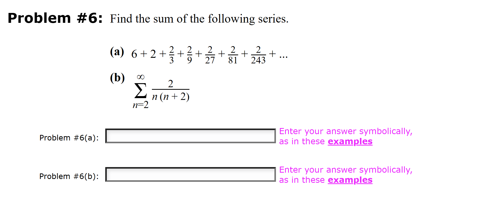 Solved Problem #6: Find the sum of the following | Chegg.com