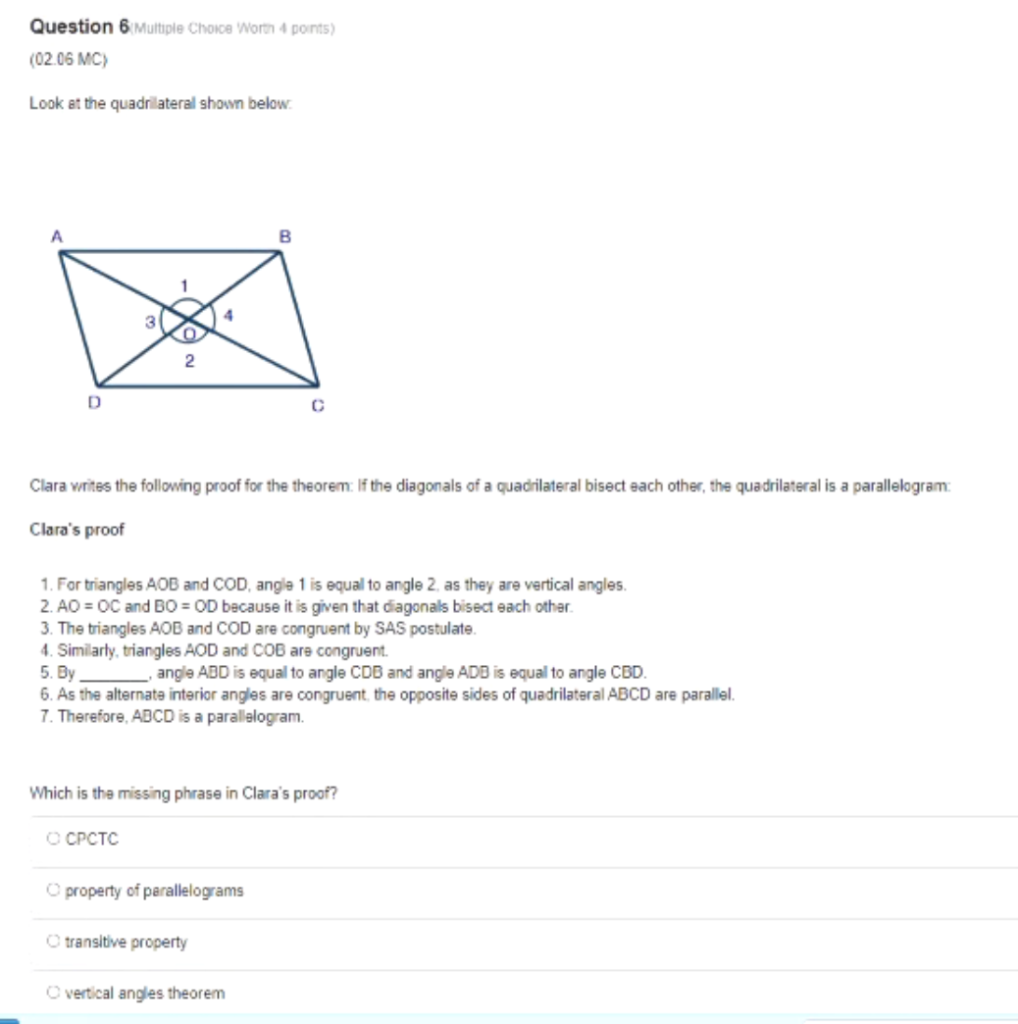 Multiple Choice Properties Quadrilateral Angle Sum Worksheet