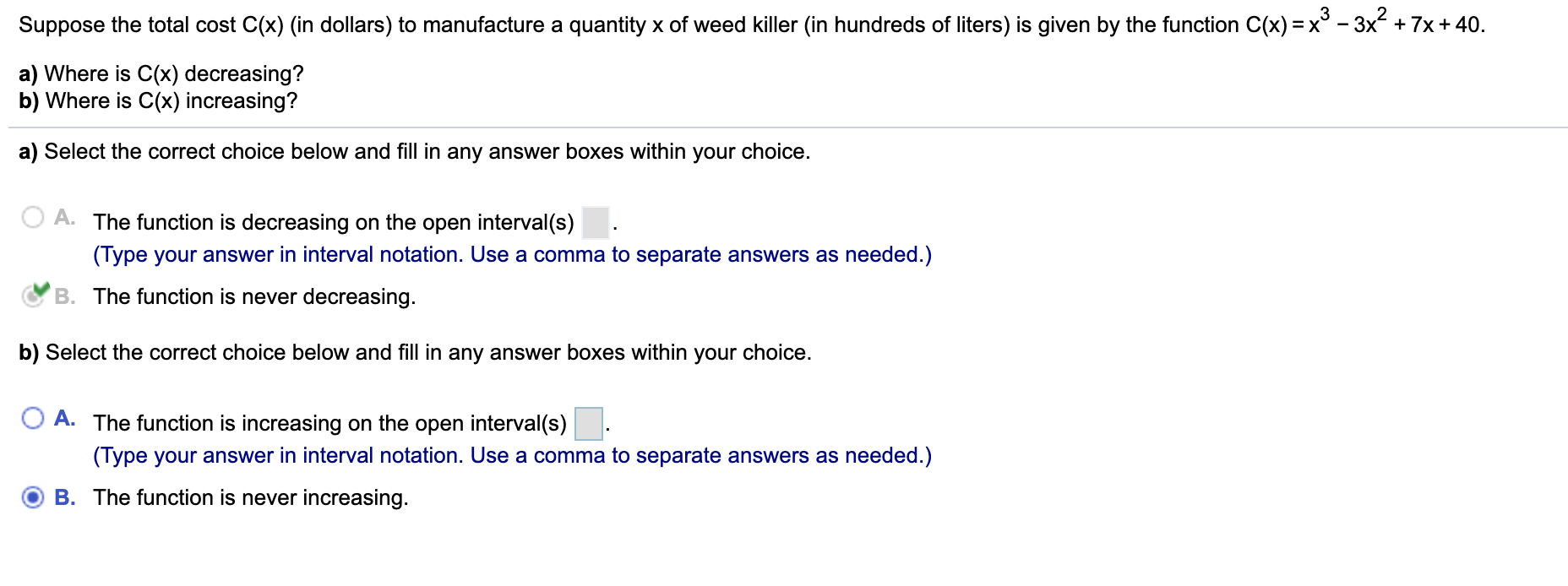 Solved Suppose the total cost C(x) (in dollars) to | Chegg.com