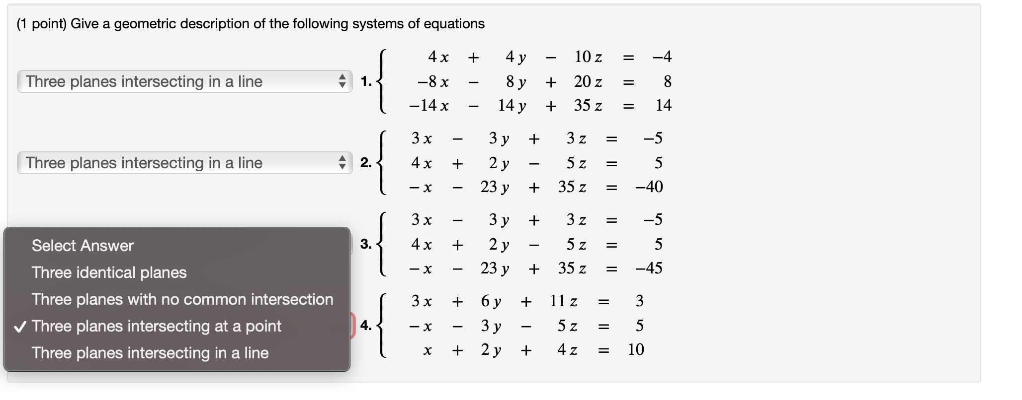 Solved (1 Point) Give A Geometric Description Of The | Chegg.com