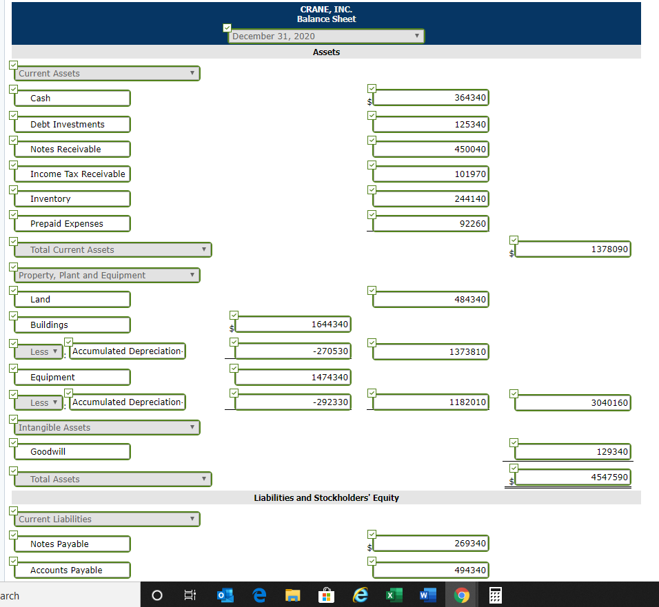 Solved Presented below are a number of balance sheet items