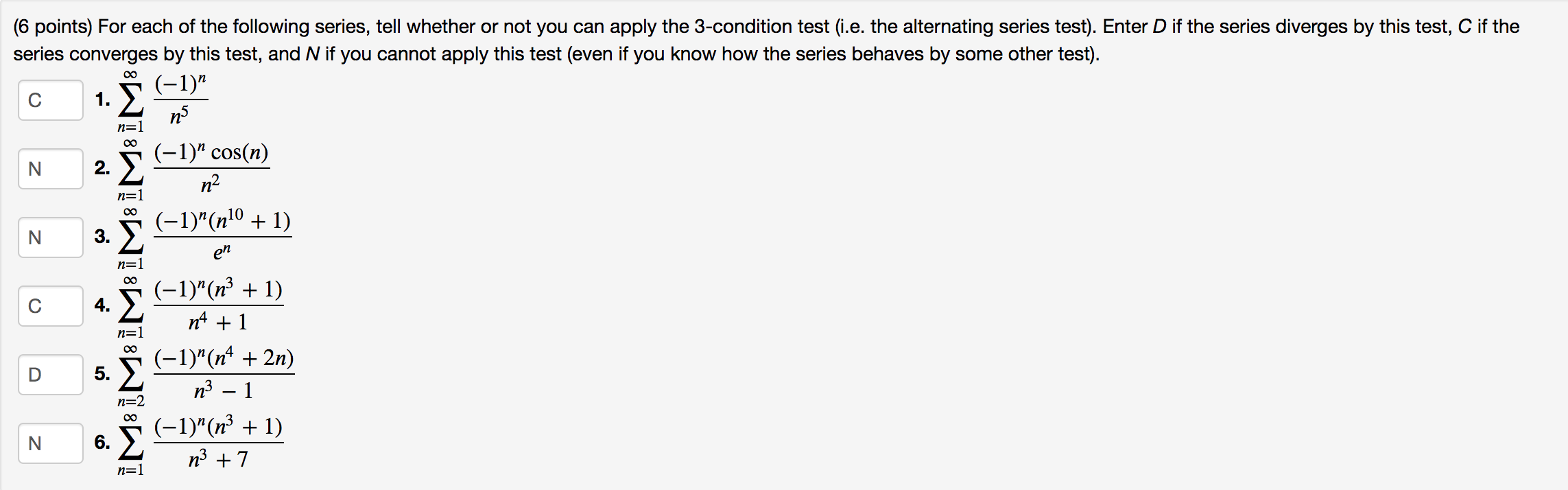 Solved (6 points) For each of the following series, tell | Chegg.com