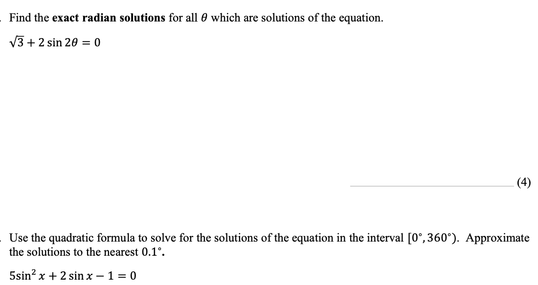 Solved Find the exact radian solutions for all which are | Chegg.com