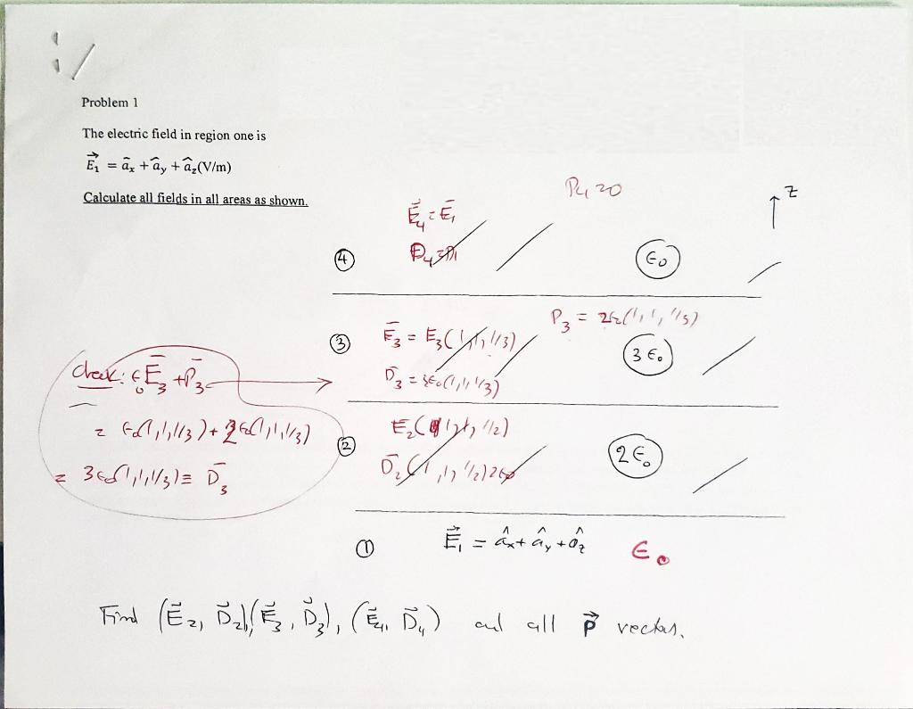 Solved Problem 1 The Electric Field In Region One Is E Chegg Com