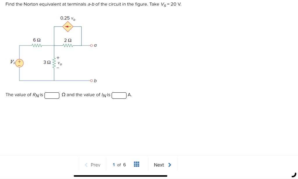 Solved Find The Norton Equivalent At Terminals A−b Of The | Chegg.com