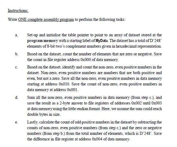 Instructions: Write ONE complete assembly program to | Chegg.com