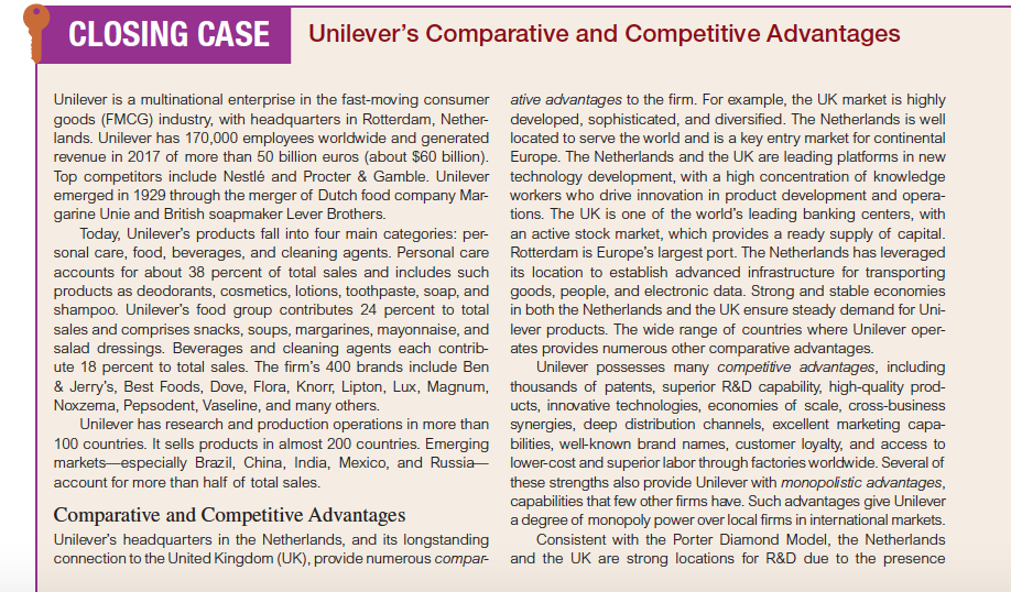 Unilever's Comparative and Competitive Advantages