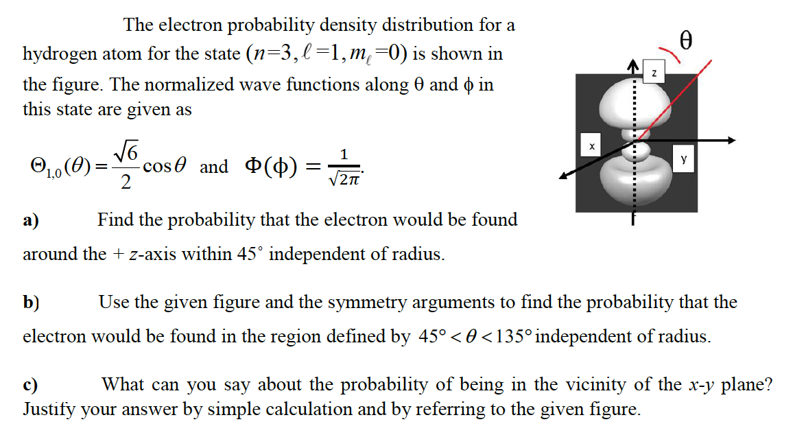 Solved 0 7 The electron probability density distribution for | Chegg.com