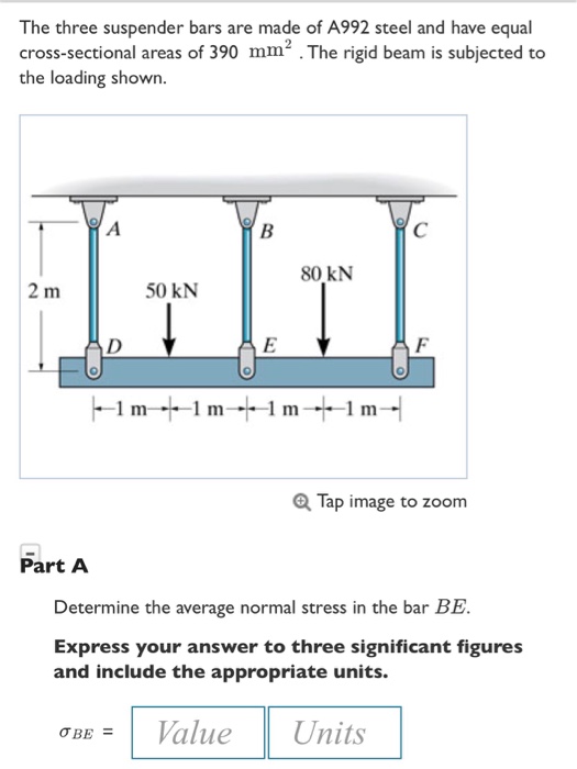Solved The three suspender bars are made of A992 steel and
