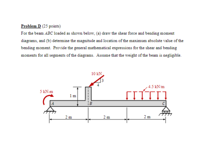 Solved Problem D (25 ﻿points)For The Beam ABC Loaded As | Chegg.com