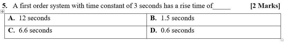 Solved [2 Marks] # 5. A first order system with time | Chegg.com
