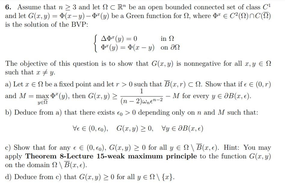 6 Assume That N 3 And Let N Cr Be An Open Bounded Chegg Com