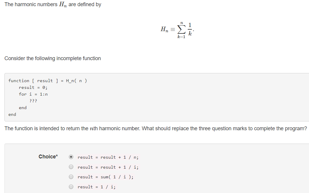 Solved The harmonic numbers Hn are defined by Hn= Consider | Chegg.com