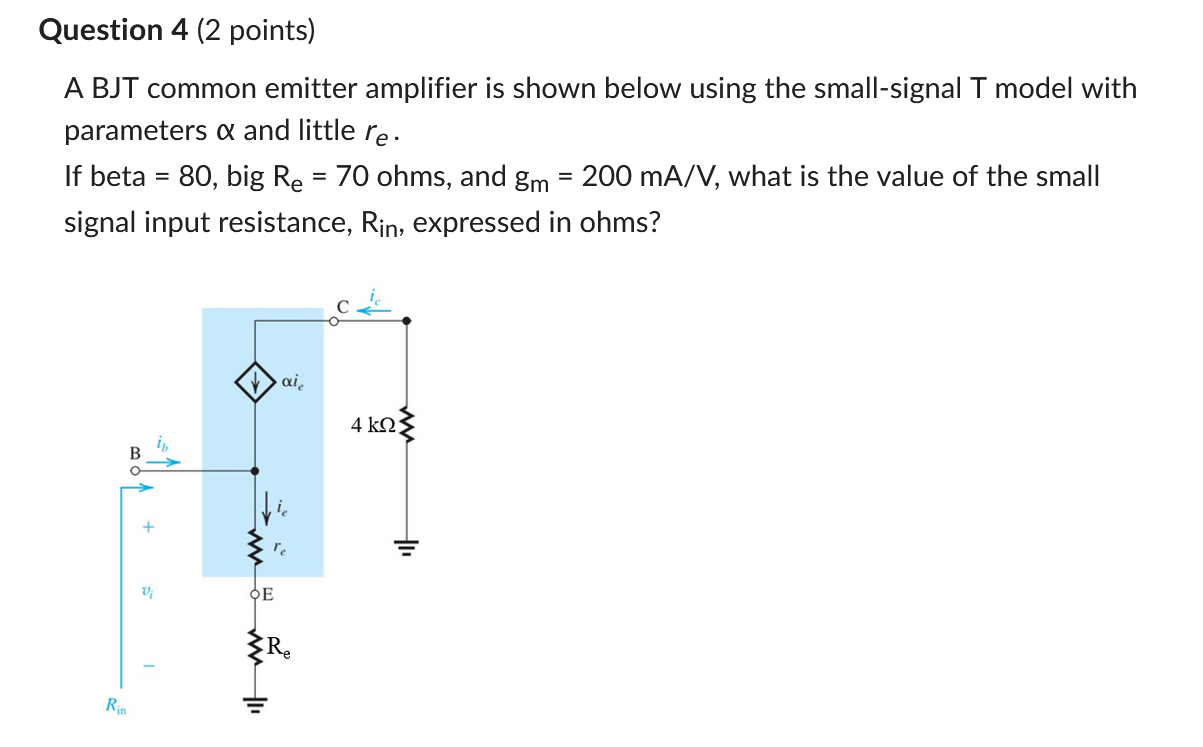 Solved A BJT Common Emitter Amplifier Is Shown Below Using | Chegg.com