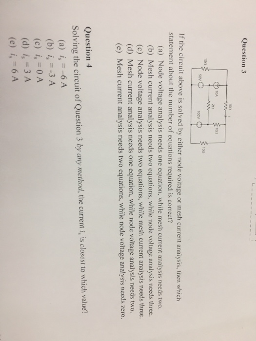 Solved Question 3 Ф10A 20 1003 sov 100v If the circuit above | Chegg.com